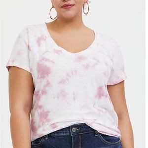 Torrid Classic Fit V-Neck Tee Tie-dye Lilac Pink